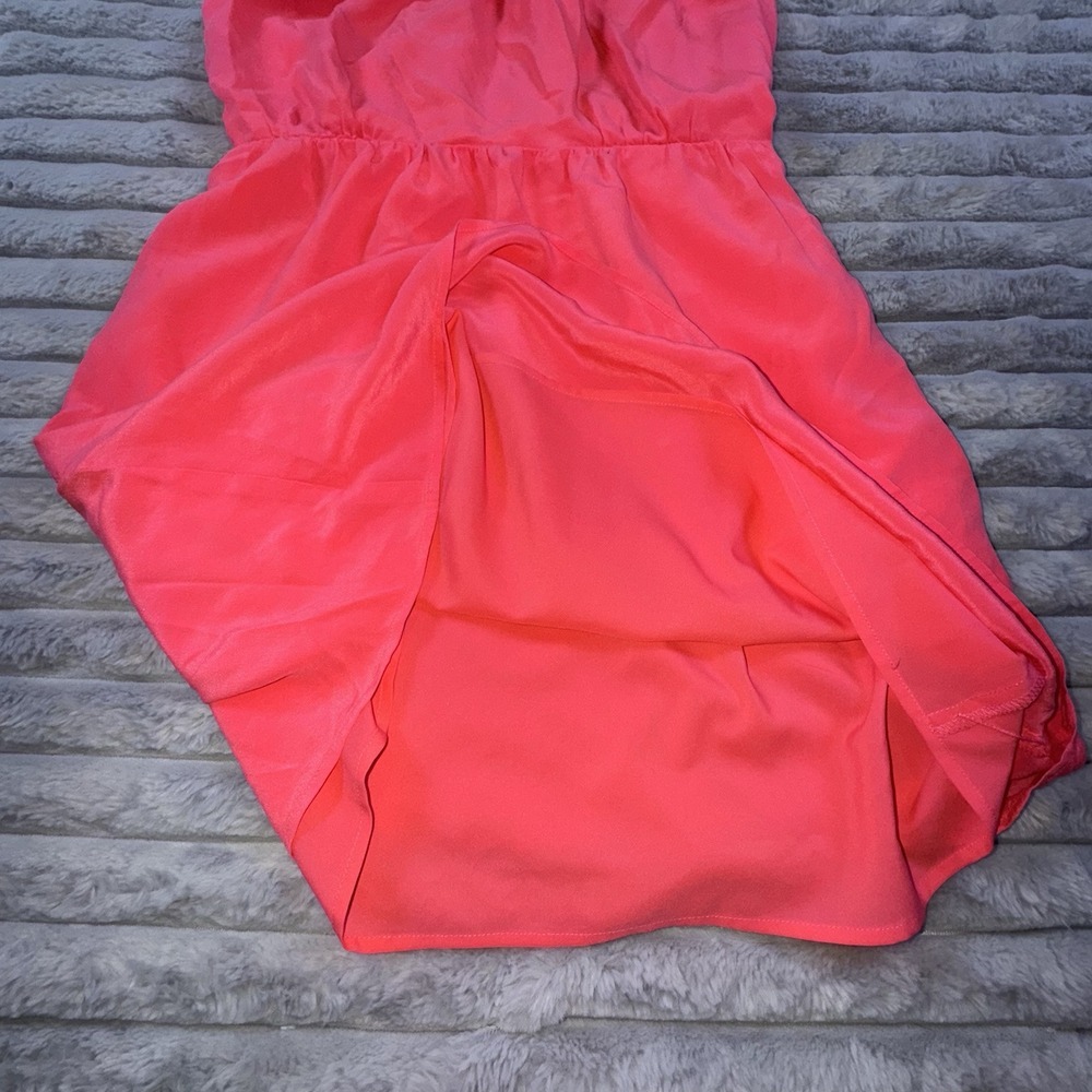 Madewell Women's 0 Coral Pink 100% Silk Tank Empire Waist Mini Dress Iridescent - Picture 9 of 12